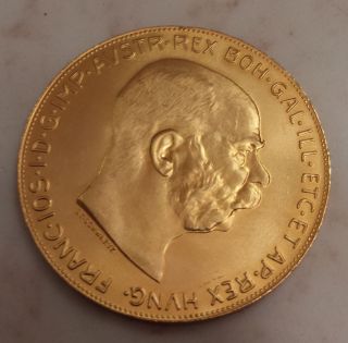 1915 Austrian/hungarian 100 Corona Gold Coin.  9802 Troy Oz photo