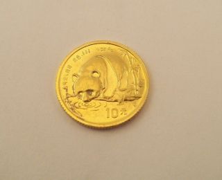 1987 1/10 Oz.  999 Fine Gold 10 Yn Chinese Panda Coin - Uncirculated photo