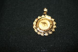 1990 1/20 Oz Australia Red Kangaroo Nugget Gold Coin Proof Pendant First Year photo