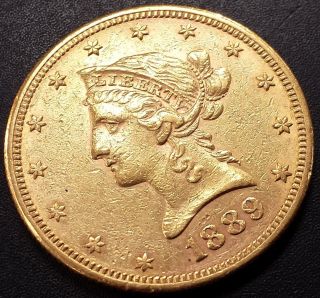 1889 S Liberty Head Ten Dollar Gold Piece Details ($10.  00) (eagle) photo