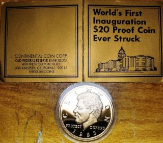 1993 Proof $20 Bill Clinton Inauguration Coin 22kt Heavy Gold Over Nickel - Silver photo