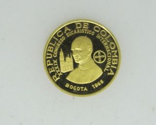 Colombia 1968 Gold 100 Pesos Eucharistic Congress 0.  900 Gold 0.  1244 Oz Agw 111 photo