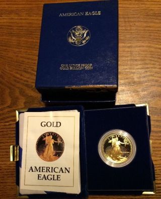 1987 W 1 Oz $50 Gold American Eagle Proof Coin Box Us All photo