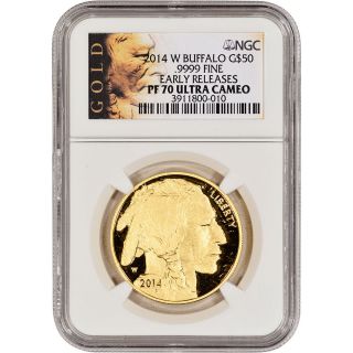 2014 - W American Gold Buffalo Proof (1 Oz) $50 - Ngc Pf70 Ucam - Early Releases photo