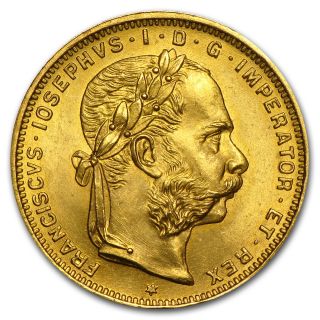 Austria 8 Florins/20 Francs Gold Coin - Random Year - Au/bu - Sku 22427 photo
