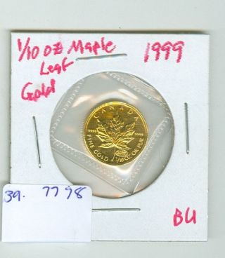 1999 1/10 Oz.  $5 Gold Canadian Maple Leaf Brilliant Uncirculated photo