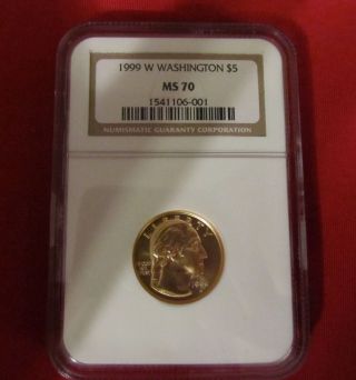 1999 - W George Washington $5 Commemorative Gold Coin - Ms 70 Ngc photo