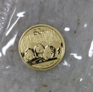2013 1/10 Oz.  50 Yuan Chinese Gold Panda.  999 Fine Gold Coin China Bullion photo