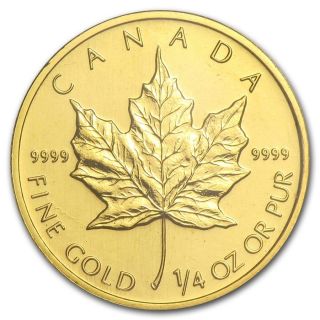 2001 1/4 Oz Gold Canadian Maple Leaf Coin - Brilliant Uncirculated photo