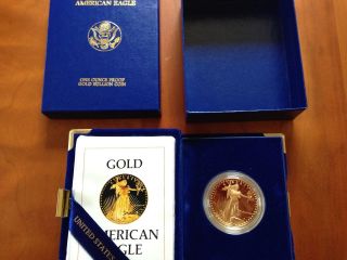 1986 American Eagle Proof Gold Coin 1 Oz $50 W/ & Box photo