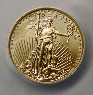 2010 $5 Gold Eagle.  Certified Anacs Ms70 First Day Of Issue photo