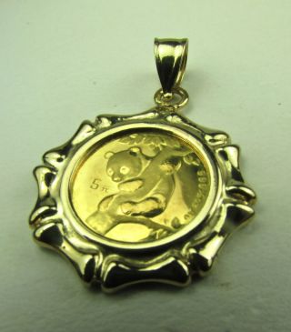 . 999 Fine Gold Panda Coin Pendant 1/20 Oz.  Pendant 14k Gold Emperor ' S Palace photo