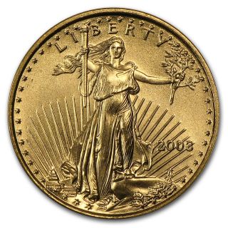 2003 1/10 Oz Gold American Eagle Coin - Brilliant Uncirculated - Sku 4704 photo