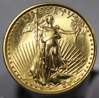 1990 $5 1/10th Oz American Eagle Gold Bullion.  999 Fine - Unc 71485 photo
