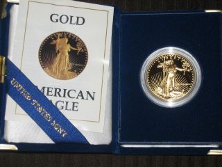 1987 W 1 Oz $50 Gold American Eagle Proof Coin Box Us All photo