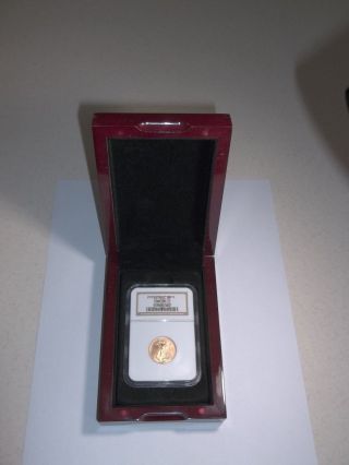 2003 $10 Gold Eagle Ngc Ms 70 In A Wood Display Box. photo