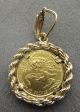 Gorgeous 1987 Rope Bezel American Gold 1/10oz Eagle Pendant With Gold photo 1