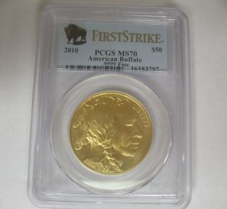 Stunning Rare 2010 American Buffalo Pcgs Ms70 50$.  9999 Fine Gold Us Coin photo