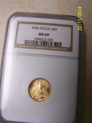 2006 1/10 Oz Gold American Eagle Ms - 69 Ngc photo