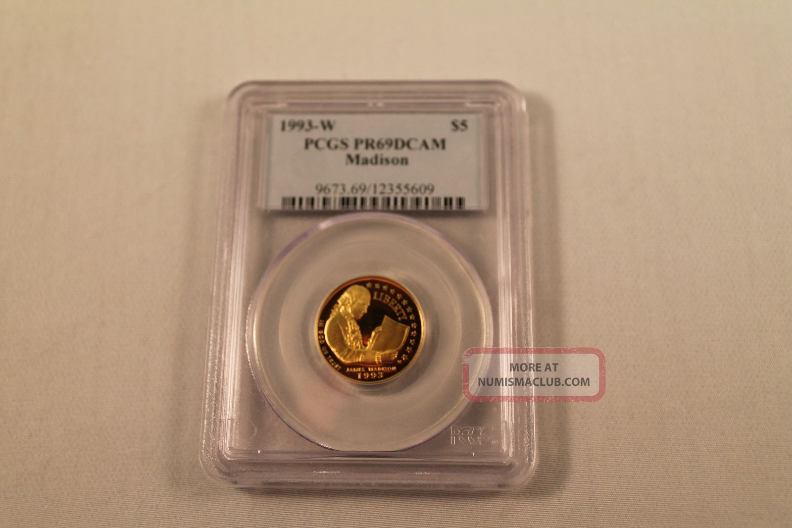 1993 - W Madison $5 Gold Five Dollar Commemorative Pr69dcam Pcgs