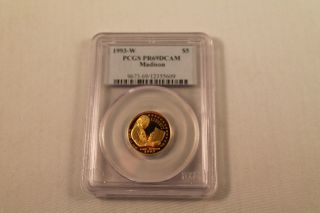 1993 - W Madison $5 Gold Five Dollar Commemorative Pr69dcam Pcgs photo