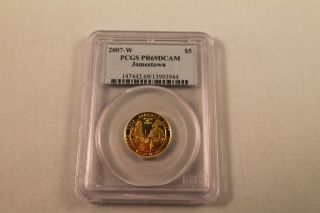 2007 - W Jamestown $5 Gold Five Dollar Commemorative Pr69dcam Pcgs photo