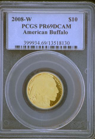 2008 - W $10 Buffalo ¼ Oz Gold Pcgs Pr69 Dcam,  Plus All Ogp photo