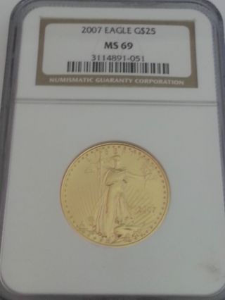 2007 Ngc 1/2 Ounce American Gold Eagle $25 Ms 69 photo