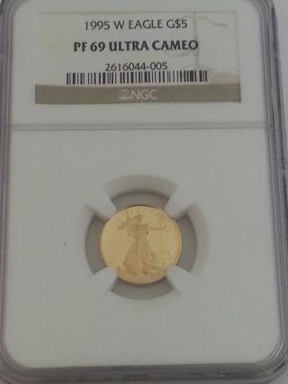 1995 W Ngc 1/10th Ounce American Gold Eagle $5 Pf 69 Ultra Cameo photo