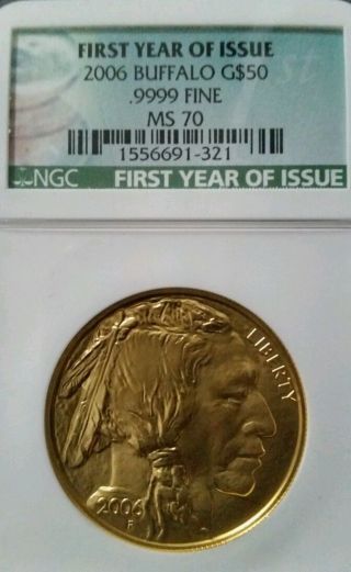 2006 American Gold Buffalo (1 Oz. ) $50 - Ngc Ms70 - First Year Of Issue photo