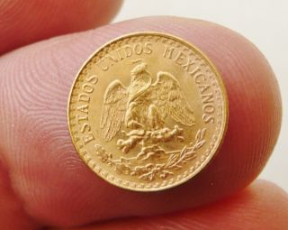 Mexico 2 Pesos.  0482 Oz Agw (actual Gold Weight) Gold Coin Dos Pesos photo