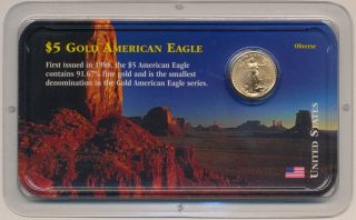 Littleton Coin Co.  Uncirculated 1999 American Eagle 91.  67 Gold $5 Coin photo