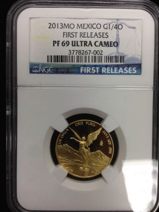 2013 1/4oz Libertad Ngc Graded Pf69 Ultra Cameo.  999 Proof Gold Coin photo
