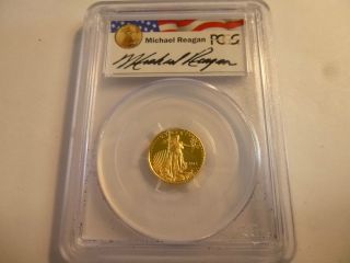 2014 W $5 Proof Gold Eagle Pcgs Pr70 Dcam 1/10 Oz Reagan Legacy Series photo