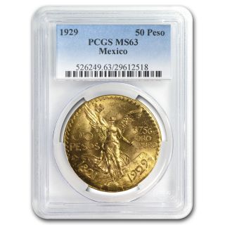 1929 Mexico 50 Pesos Gold Coin - Ms - 63 Pcgs - Sku 83046 photo