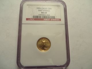 2006 1/10th Oz.  Gold American Eagle,  Ngc Ms 69 First Strike 2 photo