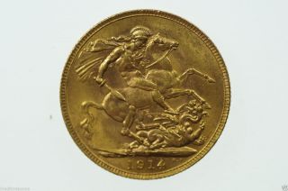 1914 P Gold Full Sovereign George V In Extremely Fine photo