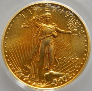Pcgs Ms 70 2007 W 1/10 Oz $5 American Gold Eagle Perfect Grade C753 photo