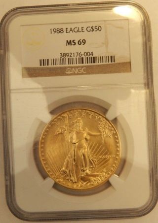United States Gold $50 1988 American Eagle 1 Oz Bullion Ngc Ms69 (004) photo