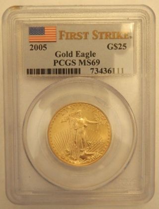United States Gold $25 2005 American Eagle 1/2 Oz Bullion Pcgs First Strike Ms69 photo