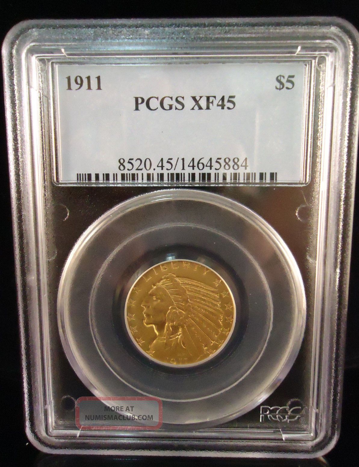 1911 $5 Gold Indian Head Half Eagle - Xf45 Pcgs Low Opening Bid