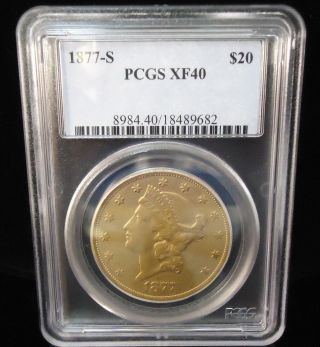 1877 S $20 Pcgs Xf 40 Gold Liberty Head Double Eagle Low Opening Bid photo
