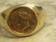 1850 (type 1) $1 Gold Liberty Coin Ring Sz.  11,  15mm,  14k Setting Offer@scrap 10.  7g Gold photo 2