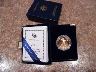 2013 W Gold Eagle Proof $50 1oz Includes Box And photo