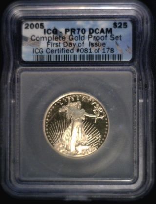 2005 Us $25 Gold Eagle Proof Icg Pr 70 Dcam First Day photo
