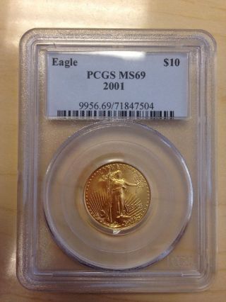 2001 Pcgs Ms69 Gold American Eagle $10 1/4 Ounce Gold photo
