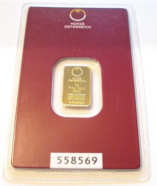 2 Gram Gold Bar,  Austrian photo