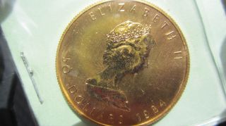 1984 Elizabeth Ii Maple Leaf $50.  00 Fifty Dollar Canada Gold Coin 1 Oz photo