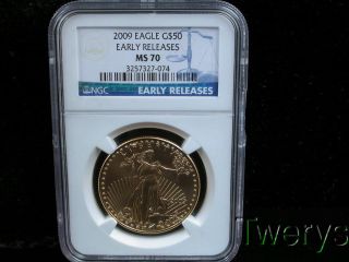 2009 American Eagle Gold 50 Dollars $50 Early Releases Ngc Ms70 photo