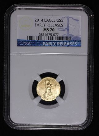 2014 Amerian Gold $5 Dollar Eagle Ngc Ms70 Early Release photo